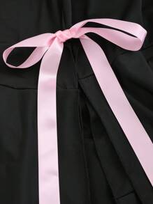 SHEIN Unity Vestido para pastel con ribete de encaje para mujeres (corte aleatorio de ribete de encaje) - Negro - Ver 5