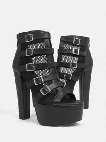 CUCCOO LuxiPop Women's Sexy Fashion Chunky Heel Waterproof Platform Ankle Boots And Short Boots, Suitable For Halloween, Christmas, Party, Nightclub Outfits Valentine's Day - Black - View 6