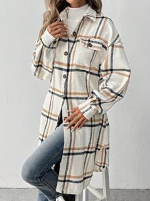 SHEIN LUNE Women's Button-Up Plaid Long Sleeve Fashionable Charming Streetwear Jacket Fall Cloth For Women - Multicolor - View 6