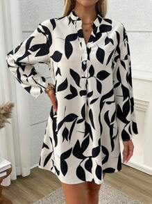 Calvaya 女士花卉印花长袖衬衫裙 - 彩色 - 查看 5