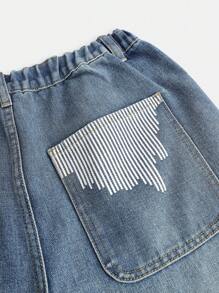 SHEIN Explorewe Teenager Boys' Simple Loose Wide Leg Fashion Casual Printed Denim Jeans - Light Wash - View 4