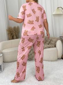 Ensemble de pyjama tricoté à manches courtes avec ours en peluche en forme de cœur