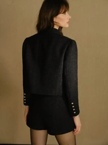 MOTF STUDIO 正面纽扣宽松夹克 - 黑色 - 查看 4
