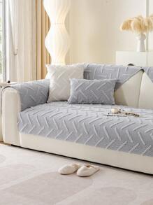 1 Đệm ghế sofa Jacquard màu trơn, Wabi-Sabins Wind Pet Friendly Chống trượt Chống bám bẩn Chống trầy xước Bốn mùa Phổ thông Giặt máy Dễ vệ sinh Dễ dàng đặt lại Đệm ghế sofa tách rời - Xám - Xem 5