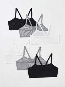 SHEIN 6pcs/Set Tween Girls' Simple, Soft And Breathable Camisole Training Bras Set - Multicolor - View 2