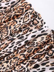 Sweetra Women's Leopard Print Halter Tie Waist Bodycon Dress - Multicolor - View 4