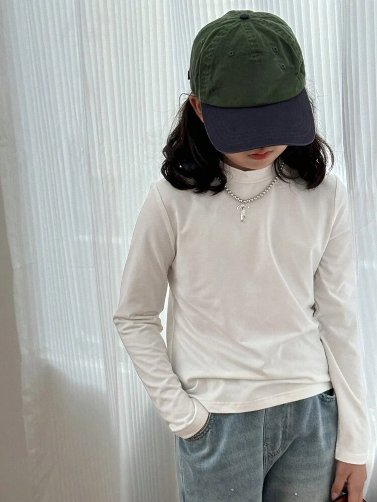 Tween Girl Solid Color All-Match T-Shirt