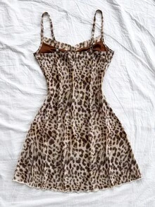 Soleia Sexy Slim-Fit Leopard Print Slip Dress - Brown - View 2