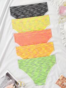 5pcs/Set Women Striped Patchwork Briefs - Multicolor - View 2