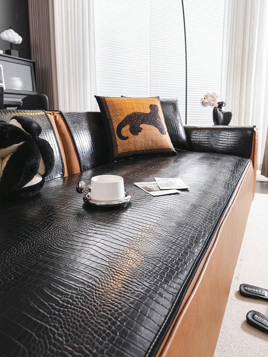 1 ชิ้น เบาะรองนั่งโซฟา สีพื้น ต้านทานหนัง, ผ้าคลุมหลังพนักโซฟา กันลื่น