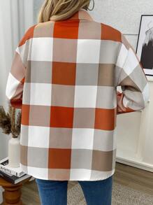 Chiquease Camisa de manga larga a cuadros para mujer, chaqueta casual