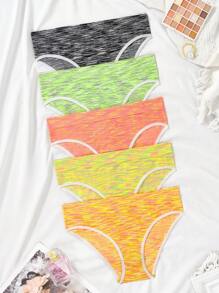 5pcs/Set Women Striped Patchwork Briefs - Multicolor - View 1