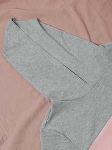 Women Colorblock Hoodie Pullover And Solid Color Pants Sports Suit Spring - Multicolor - View 3