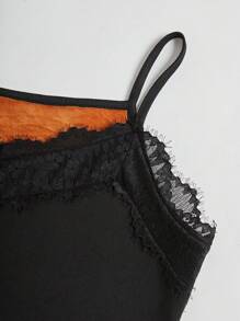 Chiquease Dames herfst/winter kanten versierde zijden gevoerde thermische basis camisole