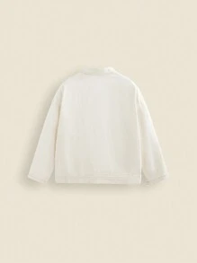 THE HAPPY LOOK Jacke für Teenager-Jungen mit kontrastfarbigen Bündchen, gerippter Optik und Metallknöpfen, einfarbiger Mantel mit langen Ärmeln, Herbst/Winter