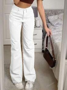 Y2K Music Festival Dames Knoop Taille Riemlus Rechte Pijp Casual Mode Streetwear Sportieve Broek