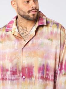 Manfinity NXTstreet Camisa de manga larga con estampado slub y hombro caído para hombres de talla grande
