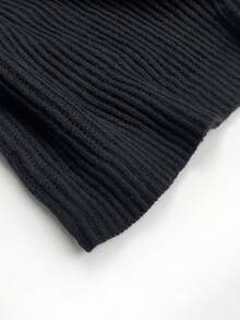 Women's All-Match Loose V-Neck Button Knit Sweater, Casual Versatile Lightweight Ribbed Pullover, Black - Black - View 9