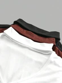 SHEIN LUNE 3pcs/Set Women's Casual V-Neck T-Shirts, Suitable For Fall/Winter Layering - Multicolor - View 4