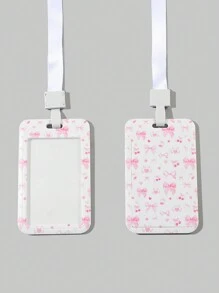 ROMWE Kawaii 1pc Adorable Bow Tie Slide Cover Card Holder Halter Badge Protector Case, Back To School Valentines - Multicolor - View 1