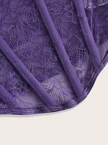 SHEIN ICON Solid Color Spaghetti Strap Lace Patchwork Casual Top - Purple - View 4