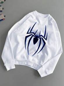 Manfinity LEGND Men's Spider Print Crew Neck Long Sleeve Pullover Sweatshirt - White - View 3