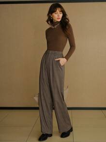 MOTF STUDIO GLEN PLAID TAILORED SUIT PANTS - Coffee Brown - View 6