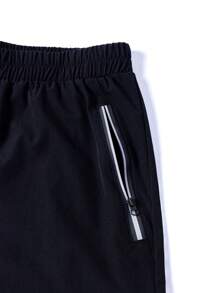 Manfinity Fitness Boyfriend Style Men's Letter Print Mock Layer Sports Shorts Sweat Pants Black Shorts - Black - View 3