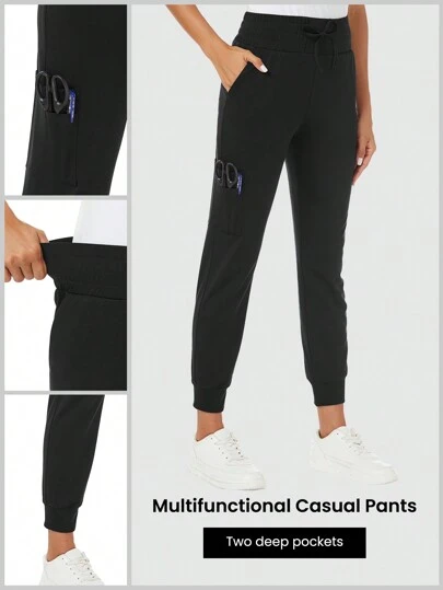 TaskEZ Djupa fickor Enfärgade Uniform Scrub Byxor