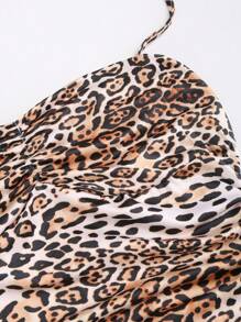 Sweetra Women's Leopard Print Halter Tie Waist Bodycon Dress - Multicolor - View 3