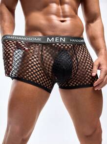 Men's Letter Webbing Hollow Sexy Underwear