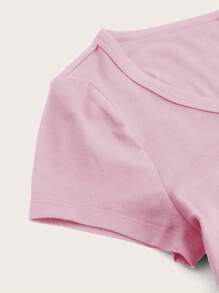 SHEIN EZwear Women's Casual Solid Color Crew Neck Tight Fitted T-Shirt, Suitable For Summer Suitable For Going Out