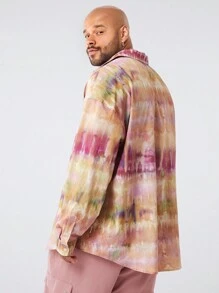 Manfinity NXTstreet Camisa de manga larga con estampado slub y hombro caído para hombres de talla grande
