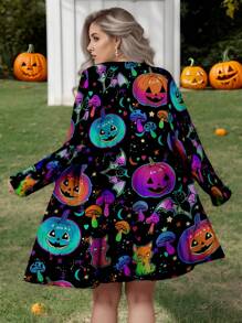 SHEIN LUNE 大码全花卉印花长袖休闲开衫外套