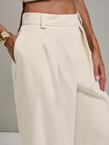 SHEIN Unity Women Casual Solid Color Wide Leg Pants