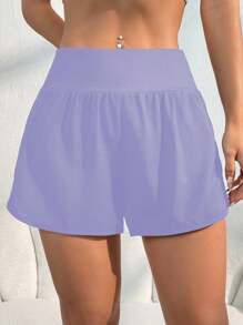 宽松防擦伤速干透气跑步健身瑜伽运动短裤 - 紫色 - 查看 3