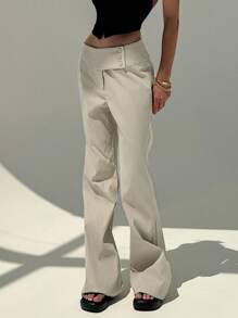 Aloruh Spring Summer Flare Pants, Low-Waisted Stylish And Slimming Casual Pants For Going Out, Dates, Vacation