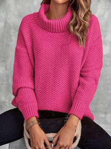 SHEIN LUNE Suéter casual de mujer de unicolor y diseño minimalista, top de manga larga