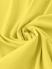 SHEIN LUNE 大码圆领荷叶边设计拼色度假衬衫 - 黃色 - 查看 4