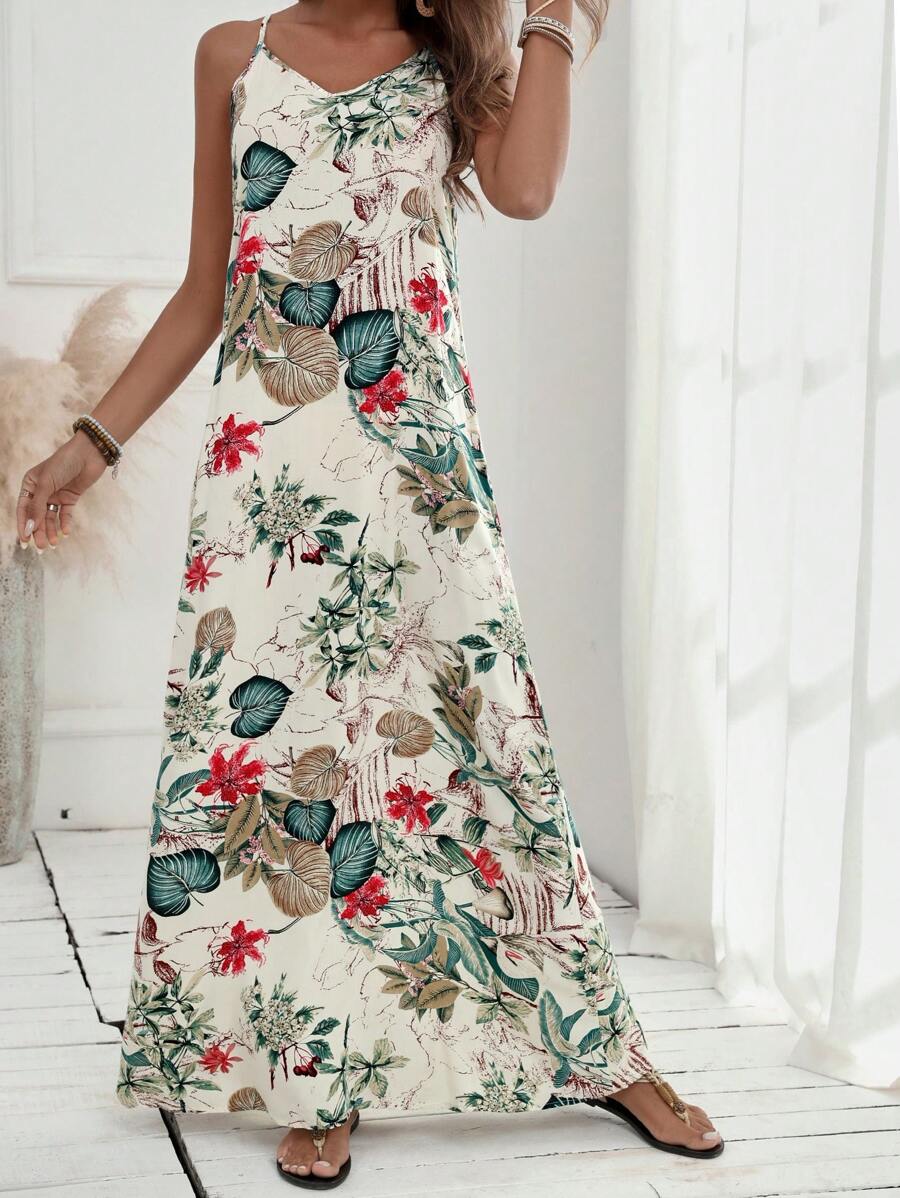 EMERY ROSE 女士花卉印花无袖连衣裙，夏季 - 彩色 - 查看 1