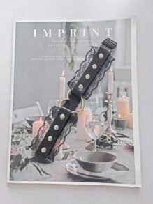 Cadena para la pierna con forma de corazón y encaje, de moda y sexy