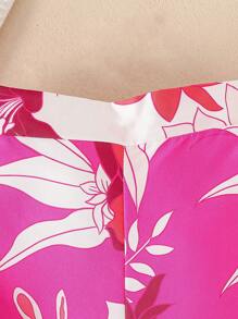 SHEIN 2pcs/Set Young Girls Summer Beach Vacation Outfits - Flutter Sleeve Top And Wide-Leg Elastic Waist Pants - Hot Pink - View 7
