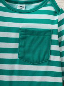 SHEIN Vintaside Kids 3 件套男宝宝可爱恐龙印花条纹图案连体裤春秋季 - 彩色 - 查看 7