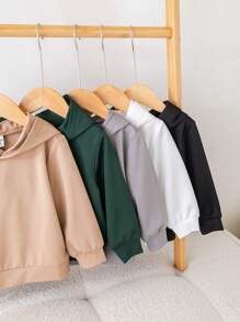 SHEIN Leap Crew 男婴5件套休闲纯色卫衣，适合叠穿、户外活动、上学、幼儿园、春季、秋季、冬季穿着。 - 彩色 - 查看 9