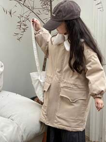 Dazy Kids Young Girl Solid Color Padded Coat, Kid-Size