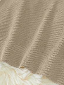 EMERY ROSE Áo len dài tay nữ thời trang, phối sọc tương phản, đa năng, thích hợp cho mùa thu đông. - Màu Khaki - Xem 5