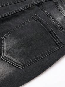 Manfinity Hypemode Quần Jeans Ống Thẳng Túi Cũ Màu Trơn Cho Nam - màu đen - Xem 5