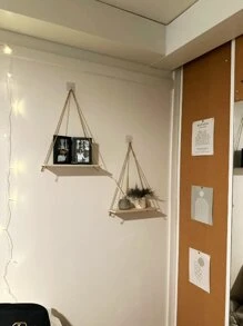 1件/2件装极简主义壁挂绳架，木质悬浮置物架，客厅卧室壁挂式展示架，农舍风格壁挂架，适用于家庭浴室走廊收纳板，生日毕业礼物 - 彩色 - 查看 6