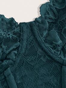 SHEIN ICON 1pc Elegant Solid Color Lace Camisole Top For Summer - Dark Green - View 4