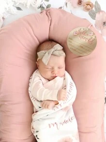 Circular Letter Pattern Wooden Decor Photography Props For Newborns - Pink - View 2